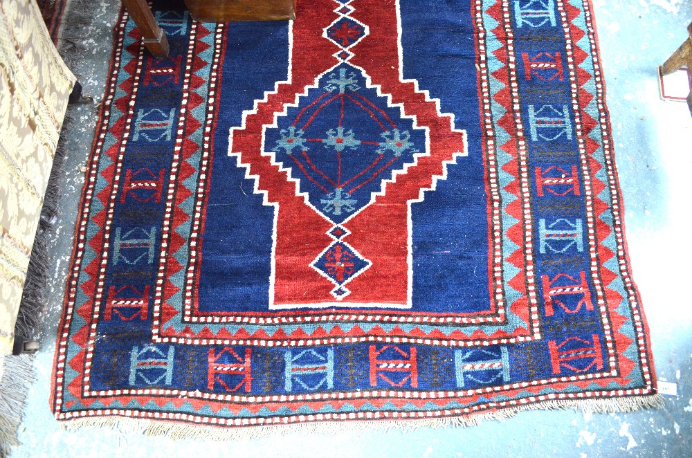 A Turkish long rug, dark blue/red - Image 2 of 4