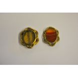 Two antique gilt metal mounted brooches,