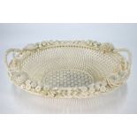 An early Belleek oval basket weave twin