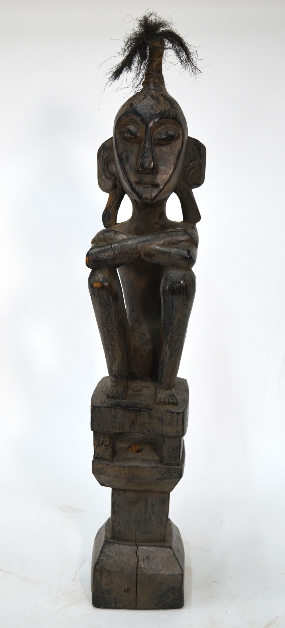 An African tribal carved wood seated fig - Image 2 of 5