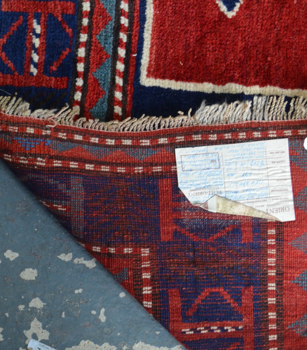 A Turkish long rug, dark blue/red - Image 4 of 4