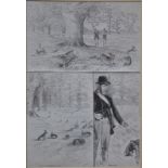 T G Temple - Two hunting sketches - 'Picking off the young rabbits',