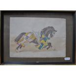 Count Stanislao Grimaldi del Poggetto (1825-1903) -Study of a horse with jousting cape, watercolour,