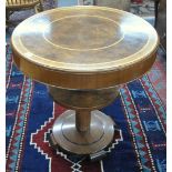 An Art Deco period satinwood, walnut and burr walnut circular bar/card table,