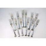 A set of twelve Danish 826 grade table forks, KC Hermann, Copenhagen 1918/19,