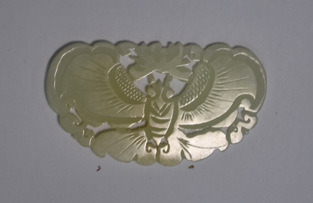 A Chinese small green jade applique or other ornament of mottled white hue, - Image 5 of 10