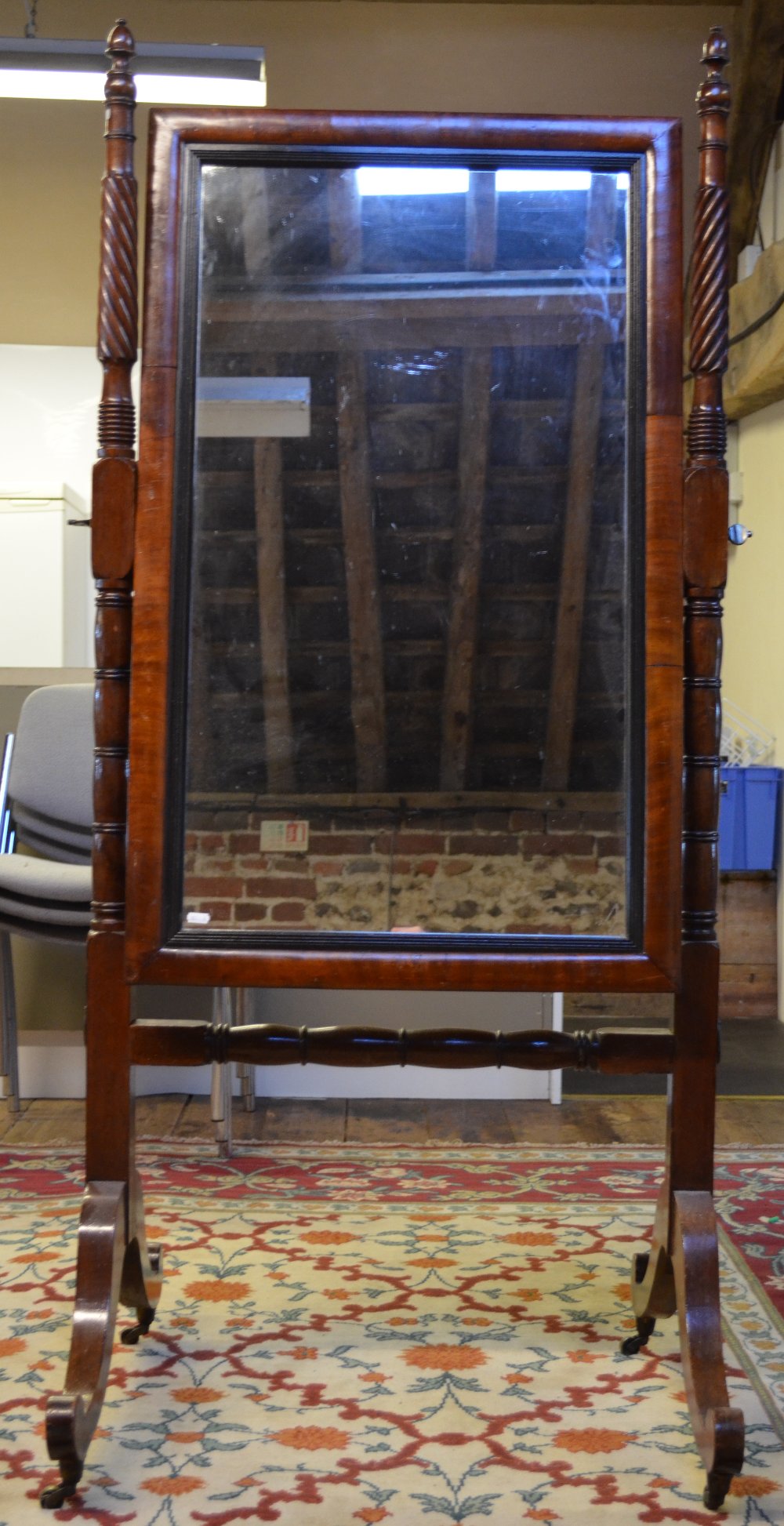 A Victorian mahogany framed cheval mirror, - Image 3 of 7