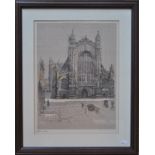 After Cecil Aldin - Three coloured prints of cathedrals - Exeter Cathedral,