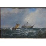 Edwin Hayes (1819-1904) - Fishing boats on rough seas, oil on canvas, signed lower right,