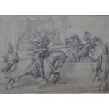 Count Stanislao Grimaldi del Poggetto (1825-1903) - Medieval jousting scene, pencil,