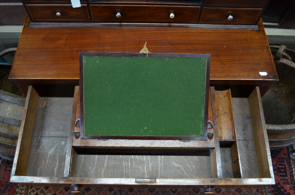 A 19th century cross-banded and diamond inlaid mahogany writing table in bonheur de jour style, - Image 5 of 6