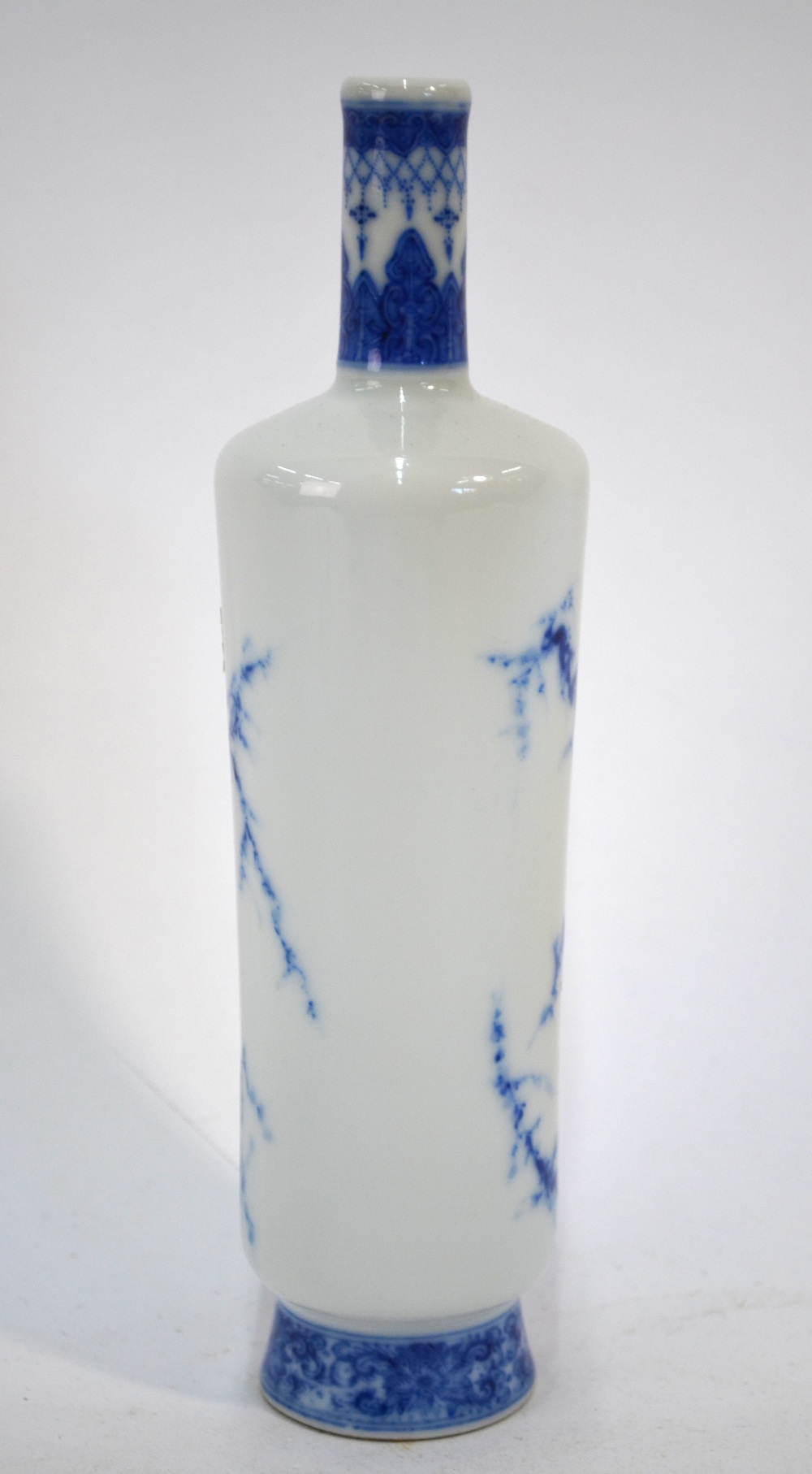 A Chinese blue and white vase with cylindrical neck and tapering body, - Image 5 of 13