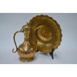 An Ottoman-style gilt metal ewer and bowl, the bowl,