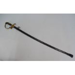 A German Imperial army officer's sword with slightly curved and fullered 81 cm blade,