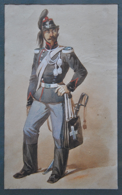 Count Stanislao Grimaldi del Poggetto (1825-1903) - Italian military costume study, watercolour,