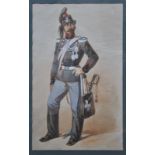 Count Stanislao Grimaldi del Poggetto (1825-1903) - Italian military costume study, watercolour,