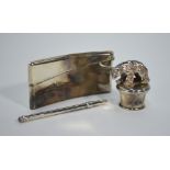 An Edwardian silver hip-pocket visiting card case, Birmingham 1906,