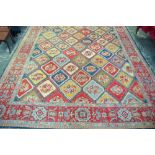 A large flat woven Anatolian sumak carpet,