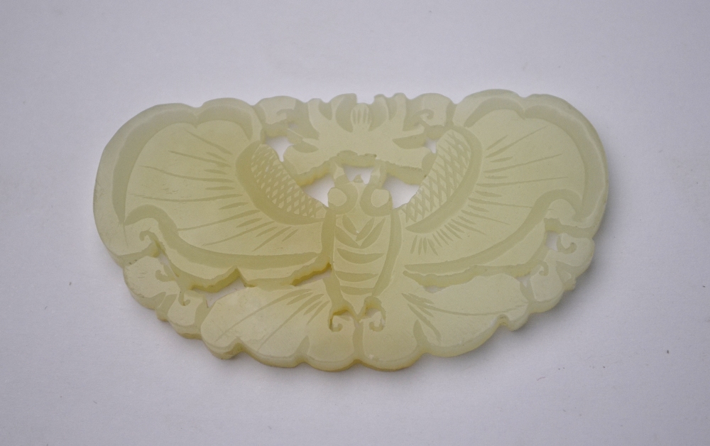 A Chinese small green jade applique or other ornament of mottled white hue, - Image 8 of 10