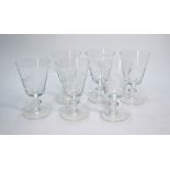 A set of six wine glasses,