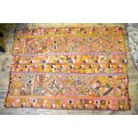 An old Moroccan hand woven carpet, in two wide panels combined,