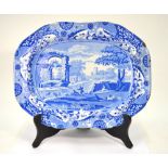 John Mare 19th century blue and white meat plate, transfer decorated with the Italian pattern,