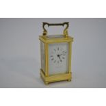 G H Pressley & Sons - A lacquered brass 8-day single train carriage clock striking the hours and