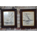 W Buxton, a pair of pencil and bodycolour drawings of sailing yachts, signed and dates (18) 87,