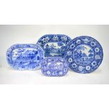 An early 19th century Rogers pearlware blue and white meat platter,