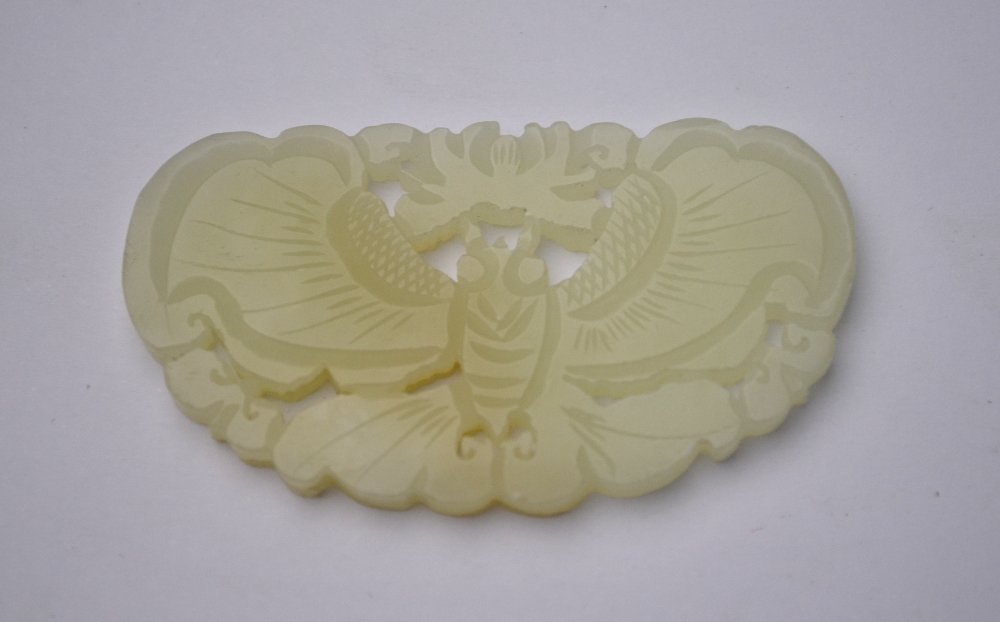 A Chinese small green jade applique or other ornament of mottled white hue, - Image 7 of 10