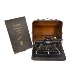 An American-made 1892 Patent Blickensderfer portable typewriter, labelled '9 & 10 Cheapside,