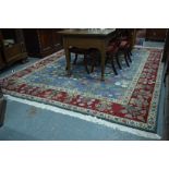A Moghal Lahore carpet, the mid blue ground with overall floral design,