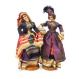 Two Turkish costume dolls, circa 1910, 33 cm high,