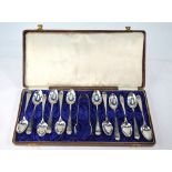 A set of twelve Victorian Scottish silver OEP teaspoons with tongs, possibly S.