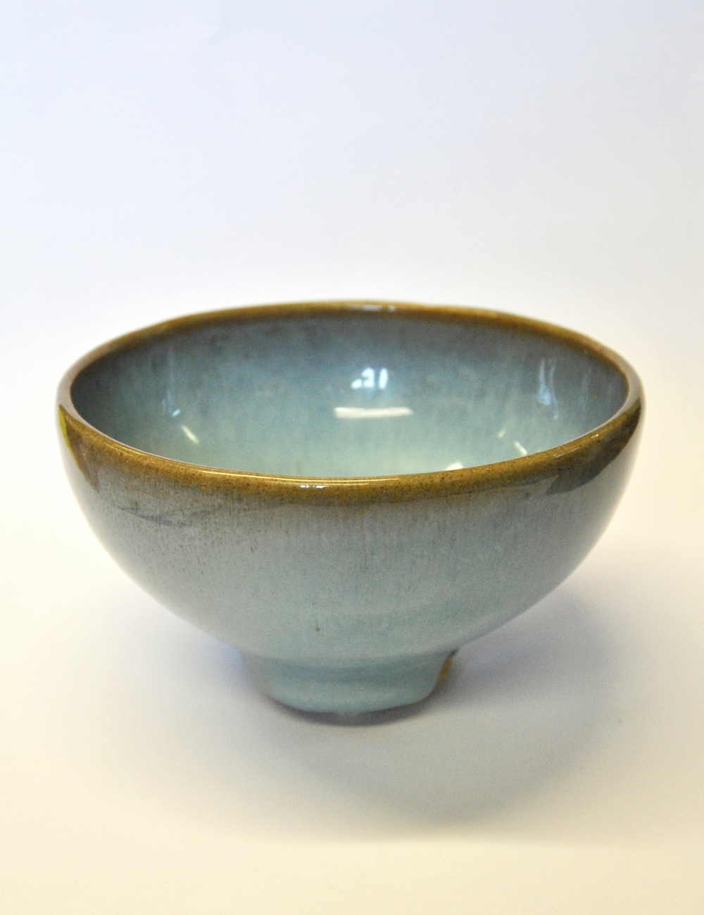 A Chinese Junyao bowl with thick and even, slightly mottled, turquoise glaze,