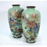 A pair of Japanese cloisonne enamel vases;