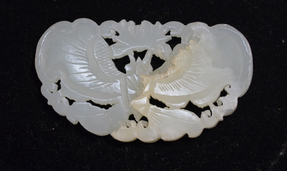 A Chinese small green jade applique or other ornament of mottled white hue, - Image 9 of 10