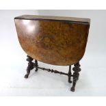 A Victorian burr walnut Sutherland table of diminutive proportions,