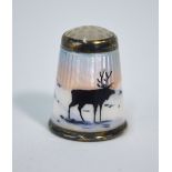 A Norwegian silver and enamel thimble in the manner of Aksel Holmsen,