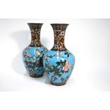 A pair of Japanese cloisonne enamel vases;