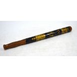 A William IV turned wood Special Constable's truncheon with painted and gilded decoration,