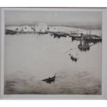 After Cecil Aldin (1870-1935) - 'The Harbour, Palma Majorca', etching, ltd ed 9/150,