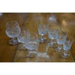 Thos Webb part suite of cut glasses comprising: Nine red wine, six white wine, four port,