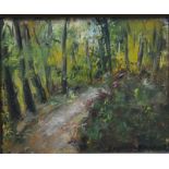 Jacques Michel G Dunoyer (1933-2000) - A woodland track, oil on canvas, signed lower right,