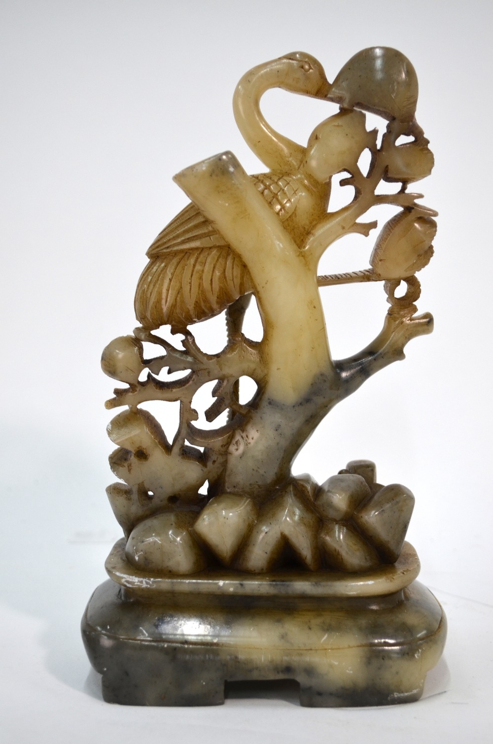 Three pieces of Chinese soapstone, comprising: a standing figure of a Fisherman, - Image 8 of 8