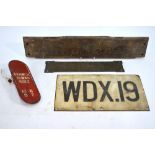 Railwayana - A red-painted iron plate, inscribed Branch to Main Home 10897, 21.