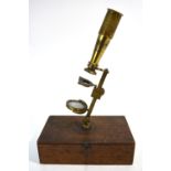 A 19th century brass collapsible field microscope,