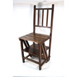 A late 19th/20th century metamorphic library chair/steps, retail plate for G. Bovon, St.