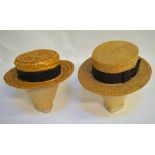 A vintage straw hat 'Dulcis Make', another straw hat,