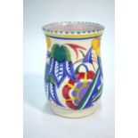 Poole pottery red earthenware vase decorated with a pattern designed by Trudi Carter, c.